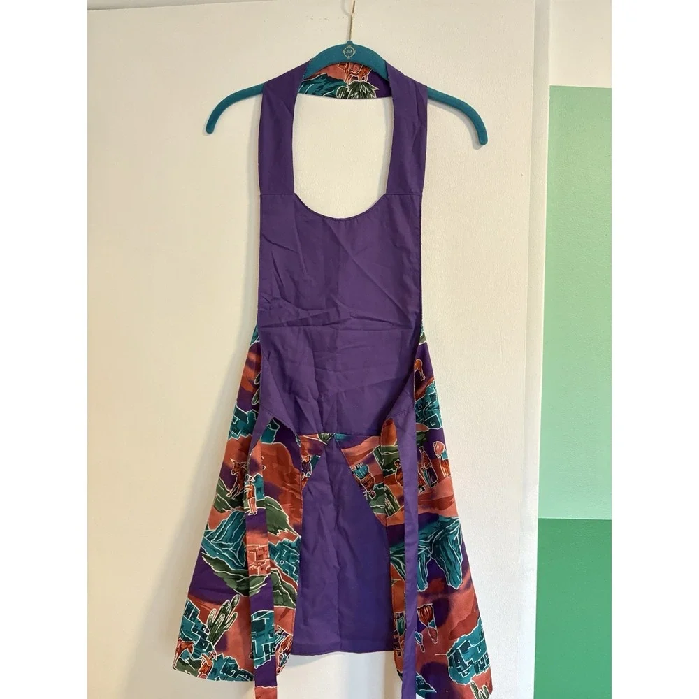 Vintage Reversible Cotton‎ Apron Southwest Desert Print with Horses Cactus Bold